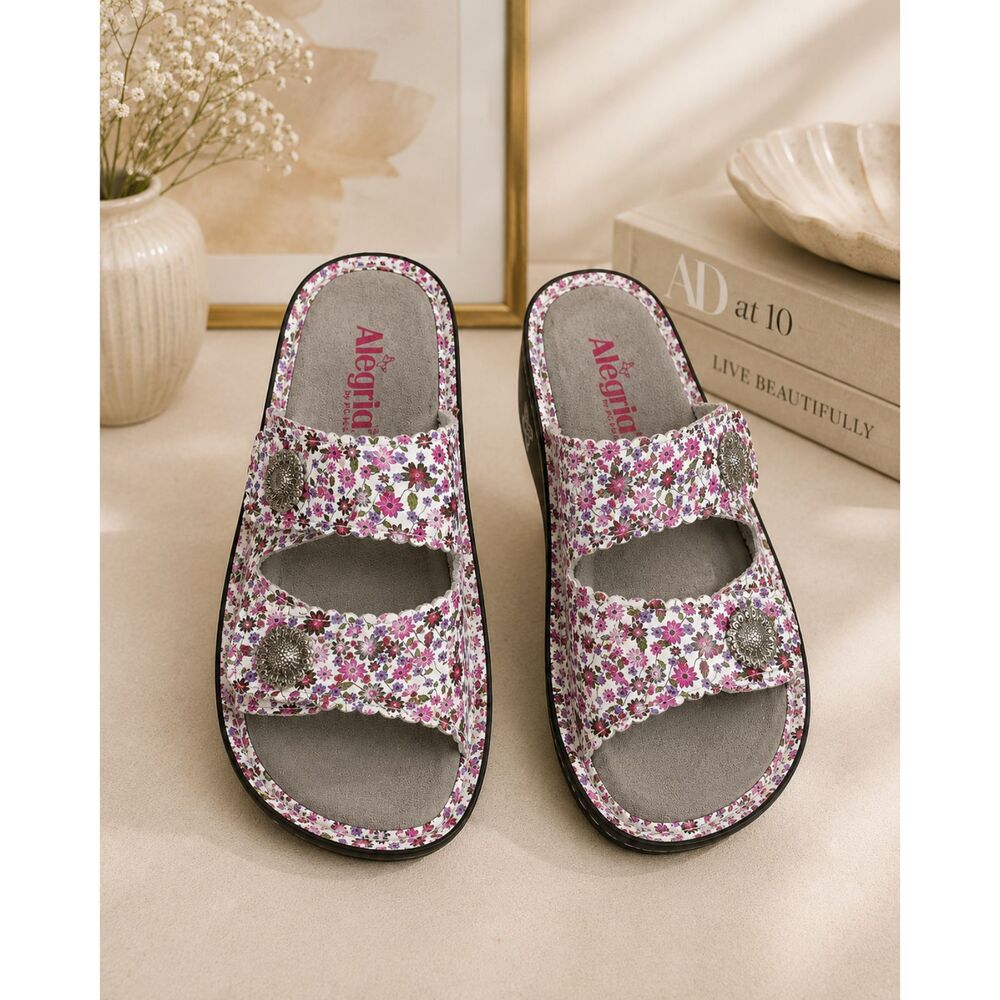 Alegria Sandra Womens Size 7-7.5 Floral Slide Sandals Comfort NWT